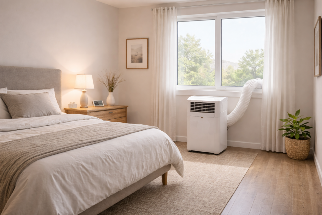 best placement for a portable air conditioner in a bedroom